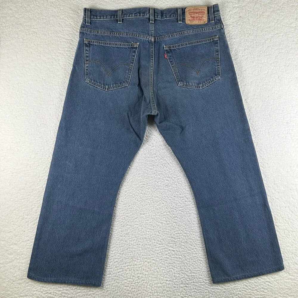 Levis 517 Jeans Mens 40x27 Medium Wash Denim Slim Bootcut Zip Fly Classic Hemmed